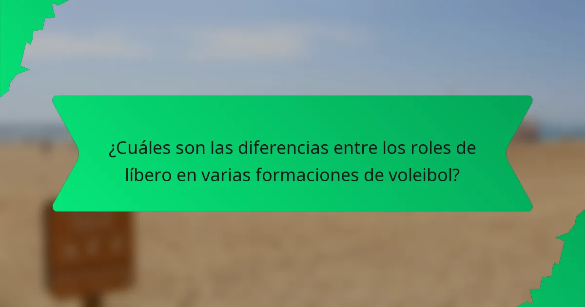 ¿Cuáles son las diferencias entre los roles de líbero en varias formaciones de voleibol?